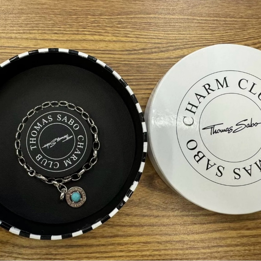 Thomas Sabo Silver Charm Bracelet with Turquoise Accent